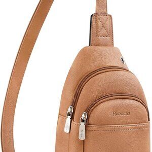 Sling Bag for Women Crossbody Fanny Pack Sling Purse for Travel Light Brown